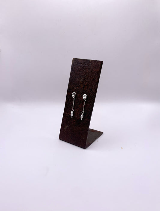 Onde - Boucle d'oreille argent 925 et perles