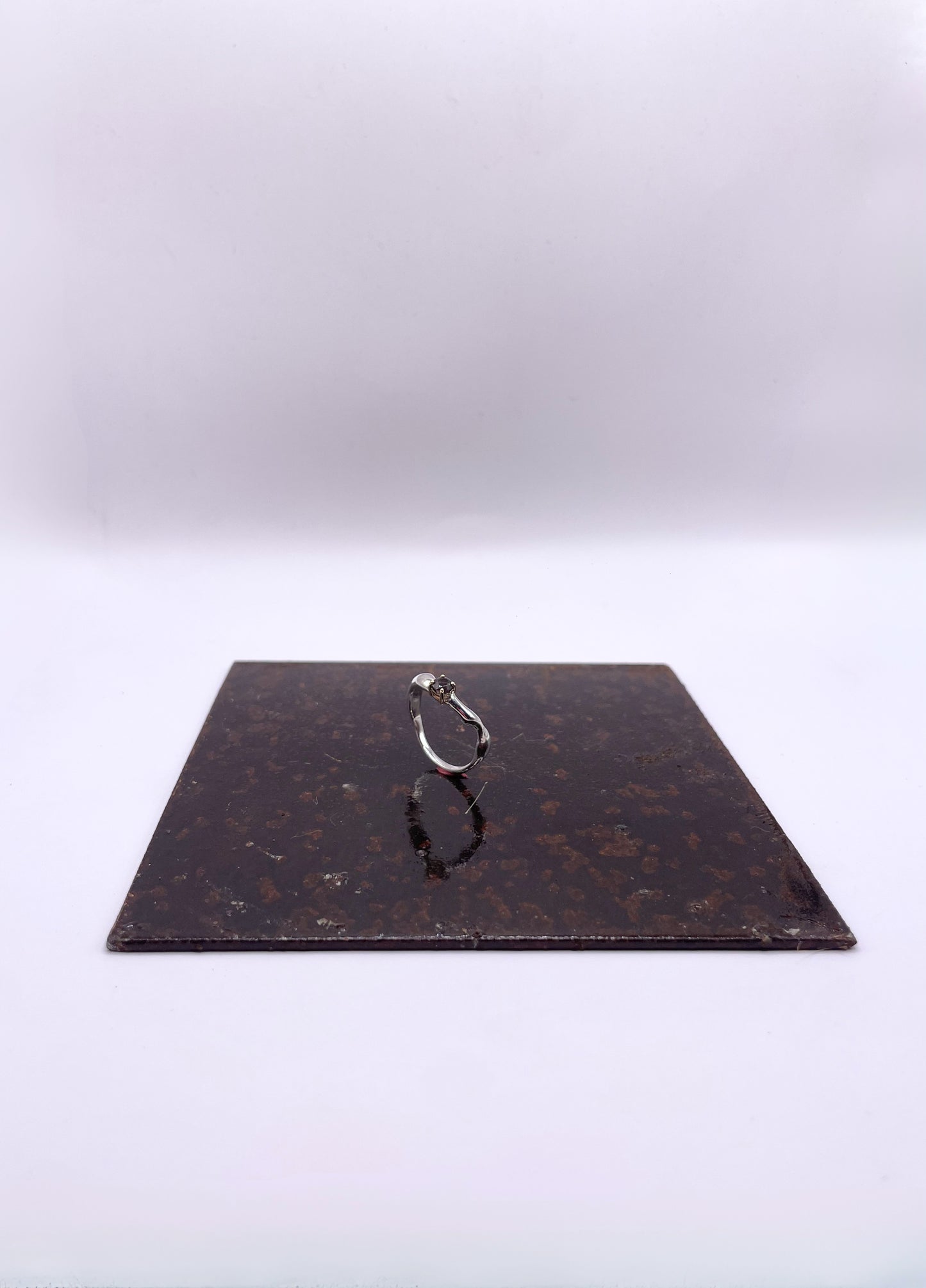 Charbon - Bague argent 925 et quartz fumée