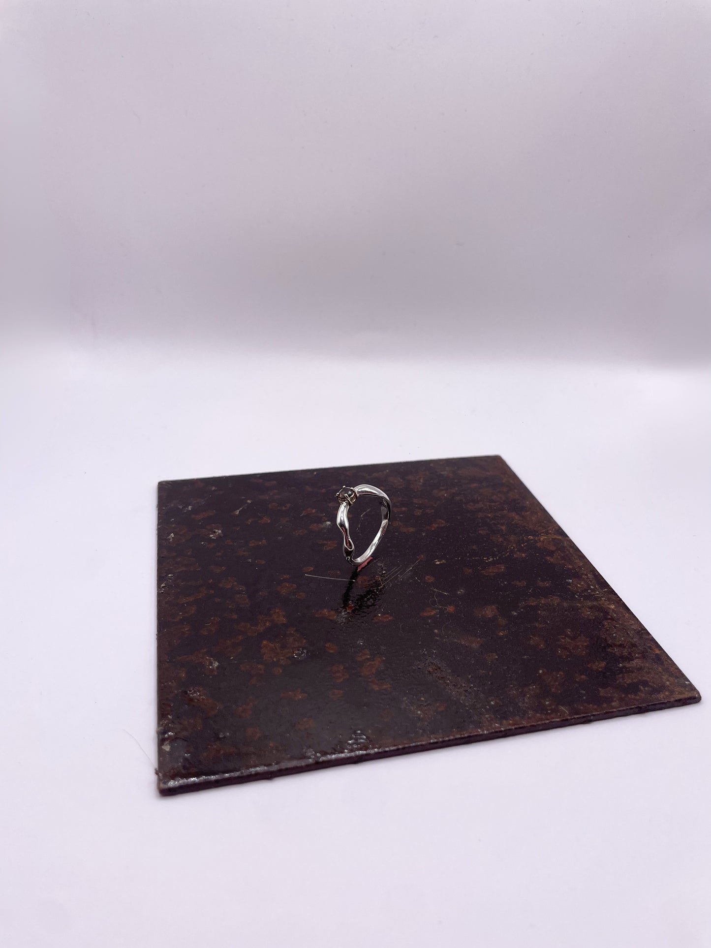 Charbon - Bague argent 925 et quartz fumée