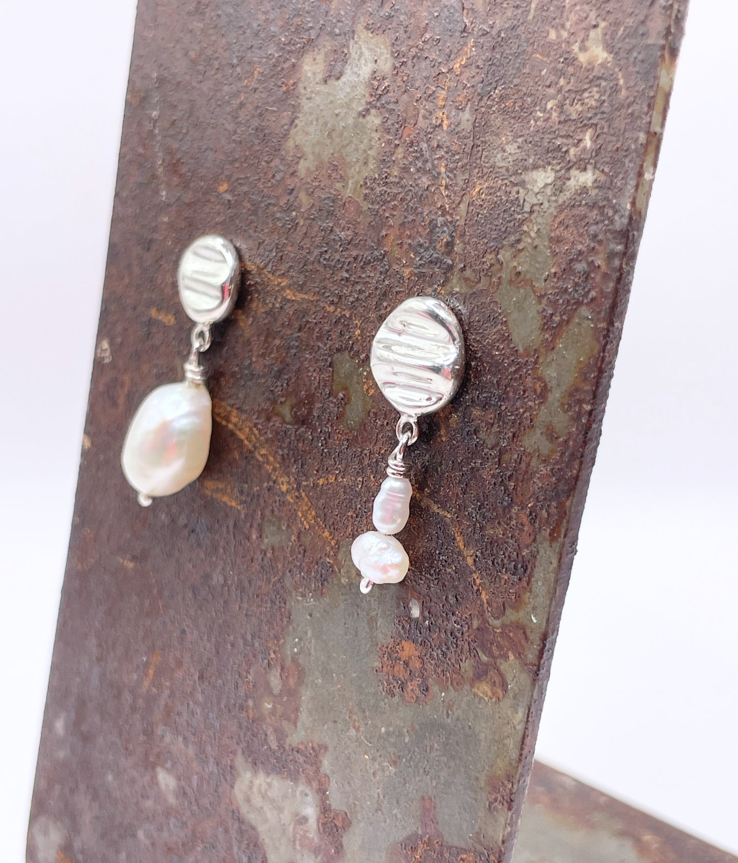 Soleil - Boucles d'oreilles argent et perles