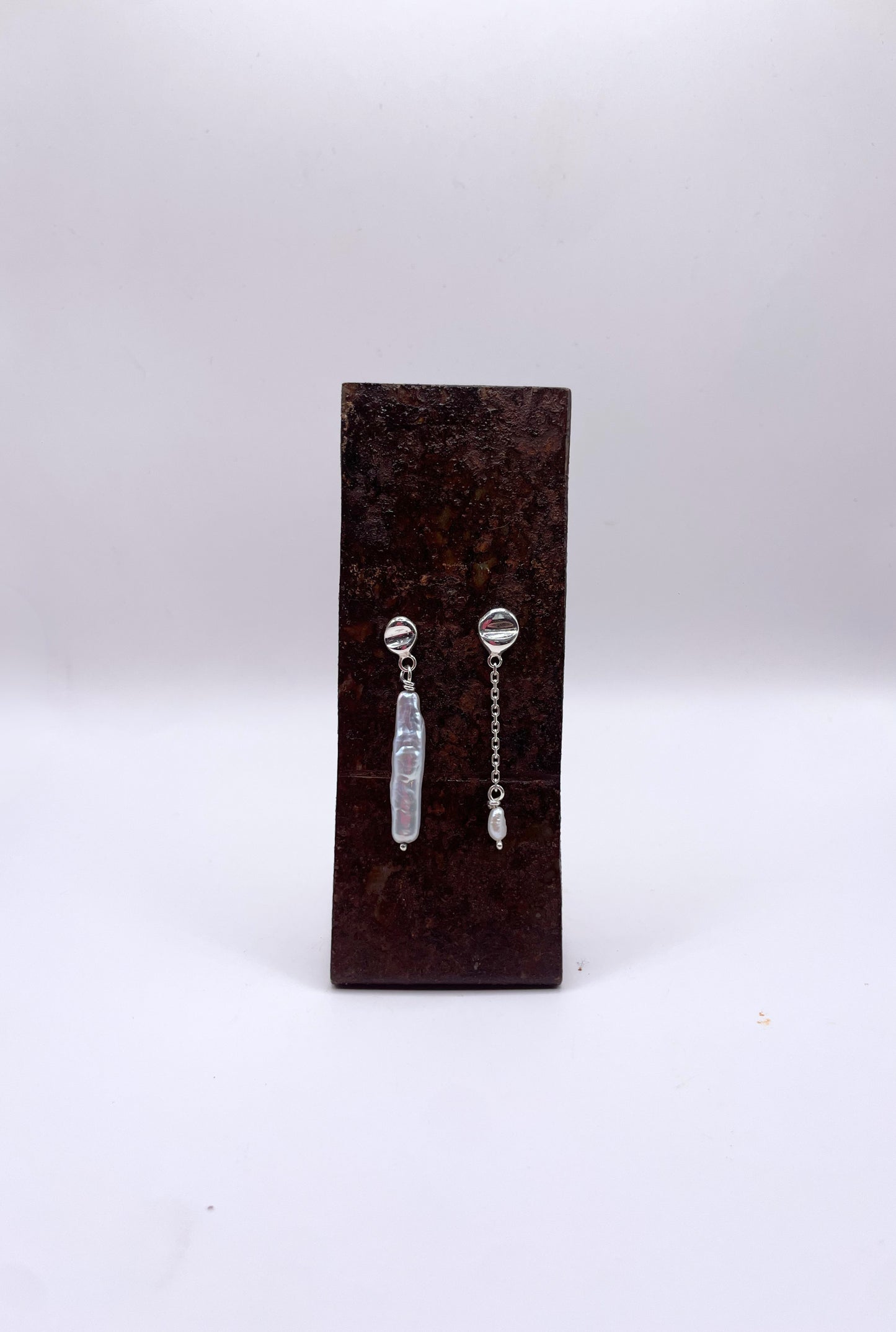 Onde - Boucle d'oreille argent et perles