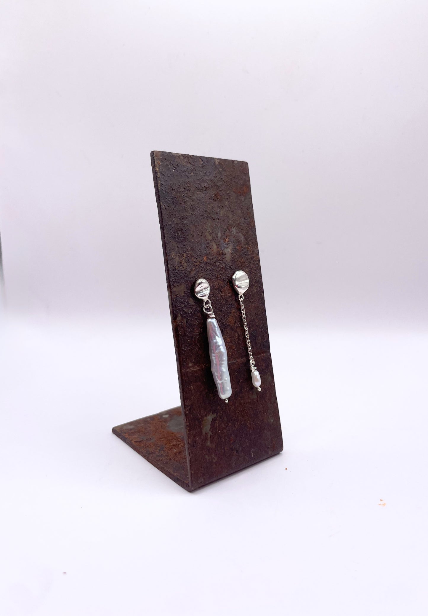 Onde - Boucle d'oreille argent et perles