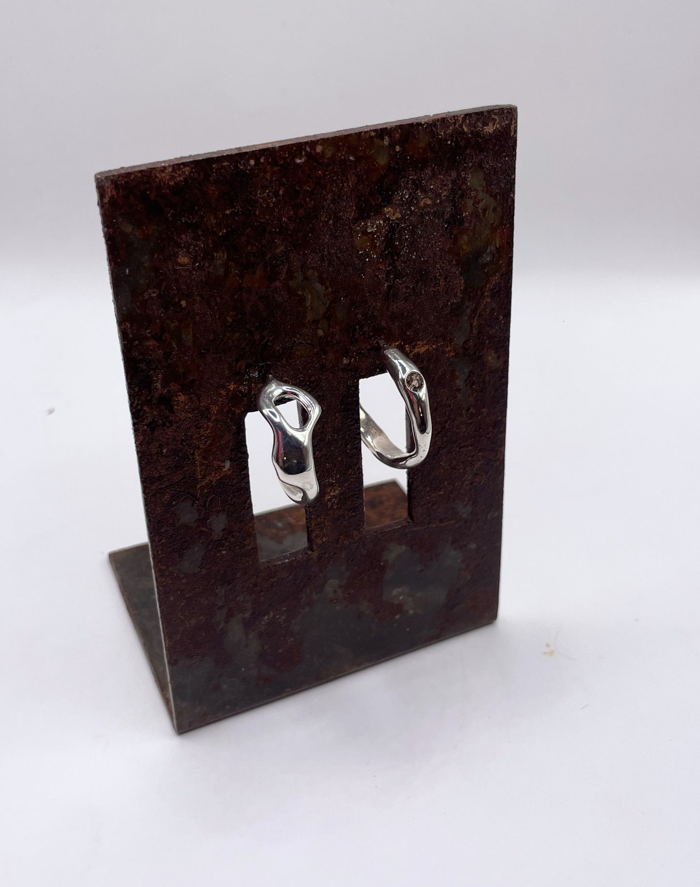 Braise - Boucle d'oreille argent et quartz fumée
