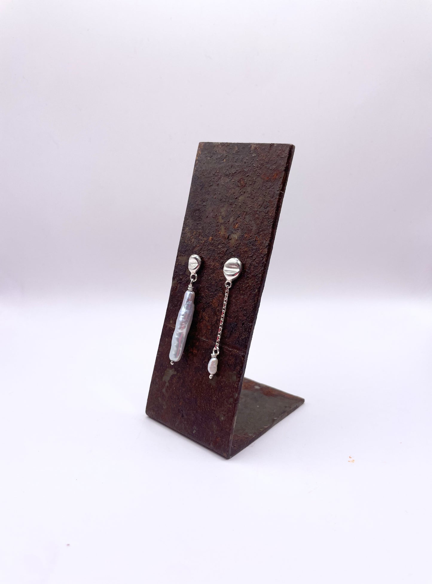 Onde - Boucle d'oreille argent et perles